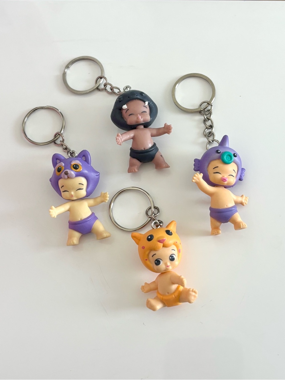 Twozies Baby Keychains Lot of 4 - Moose Toys Collectible Characters -Animal Hats